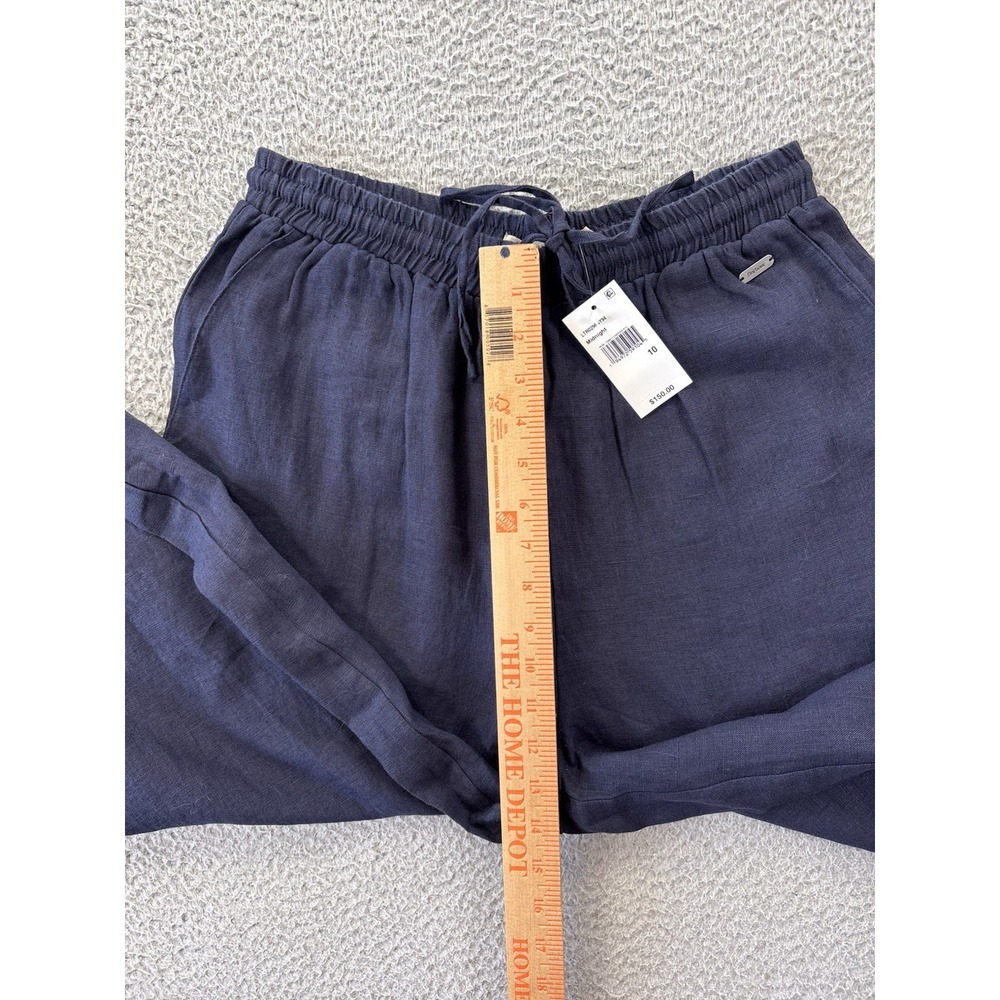 BARBOUR Cherbury Trousers Womens 10 Midnight Dark Blue Linen Elastic Waist NWT - Picture 4 of 13
